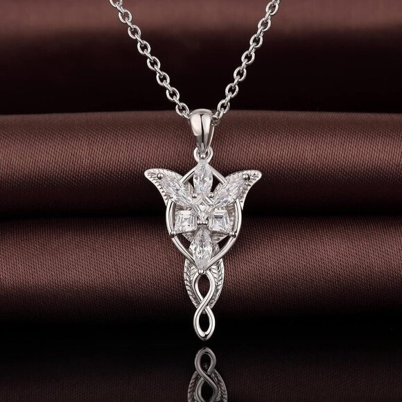 Evenstar Pendant Necklace Copper Cubic Zirconia 18inch Elegant Gift - Picture 4 of 7